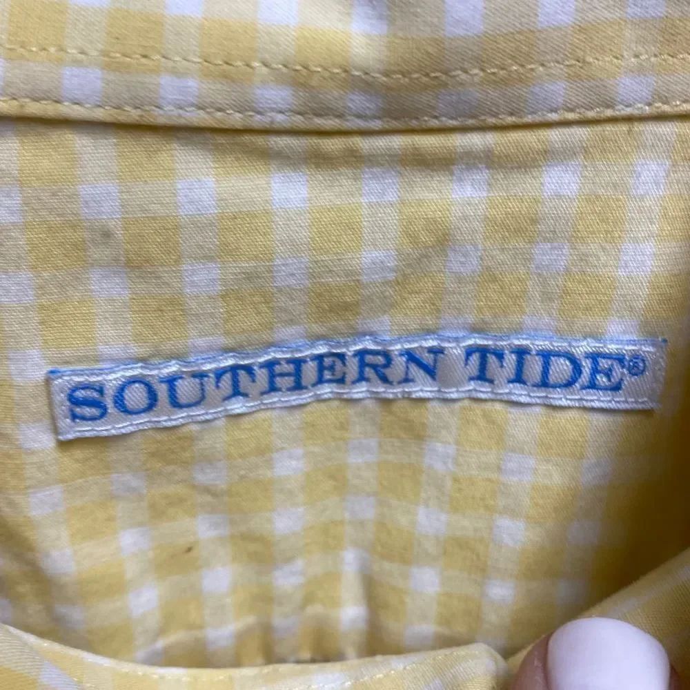Southern Tide Yellow Check Button Down Shirt Size Small - Picture 4 of 7